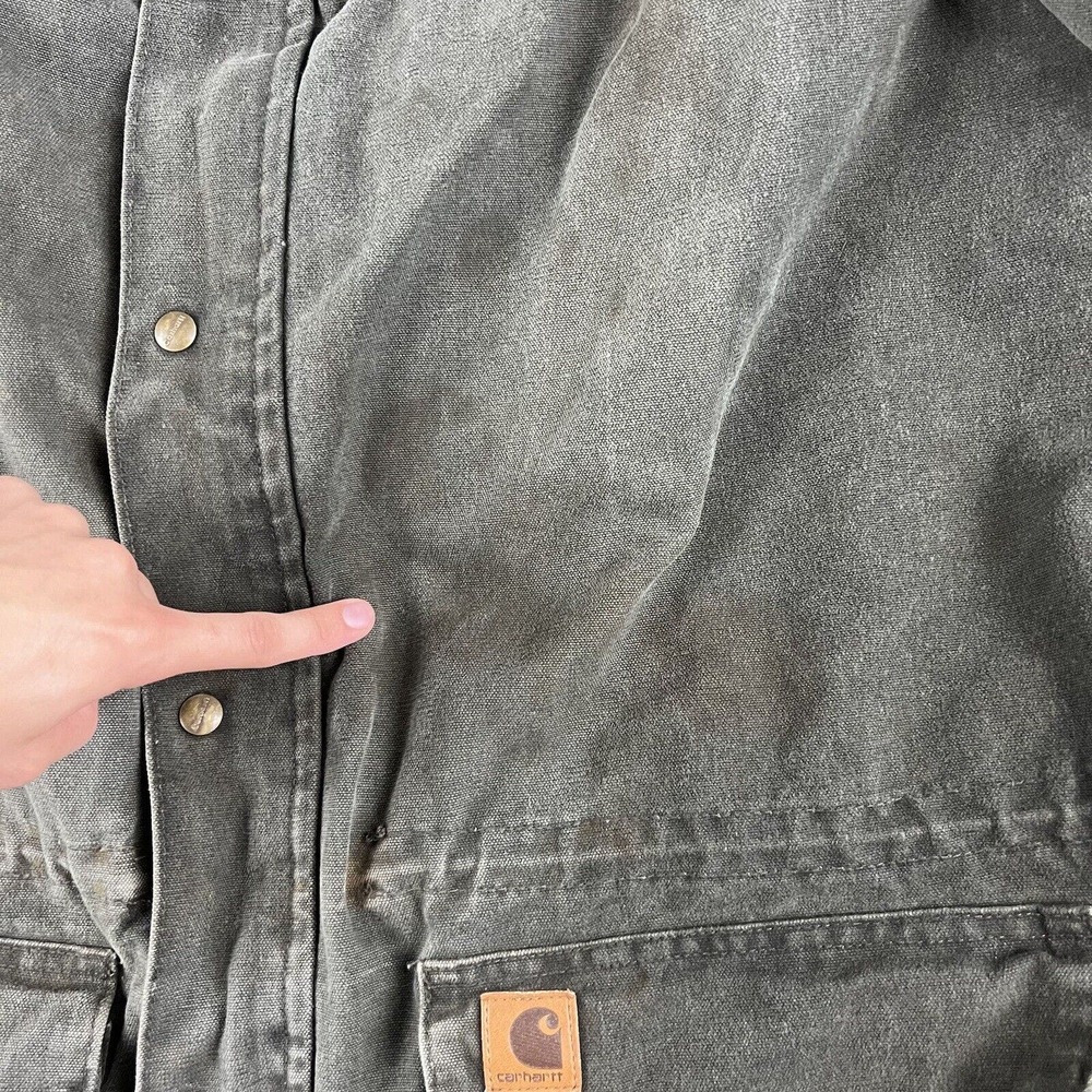 Vintage Carhartt Jacket Mens 2XL Green Barn Coat Blanket Lined Workwear Thrashed - Picture 2 of 10